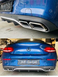 Mercedes C205 Coupe Cabrio C63 Design Diffuser en Uitlaat AMG Pakket Chroom