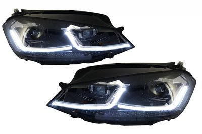 VW Golf 7 13-17 LED Koplampen met Golf 7.5 look Dynamische knipperlichten Chroom